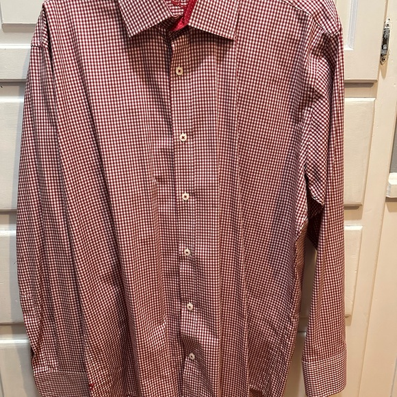 English Laundry Men's Red Checkered dress shirt 17 34/35 100% cotton - Picture 1 of 9